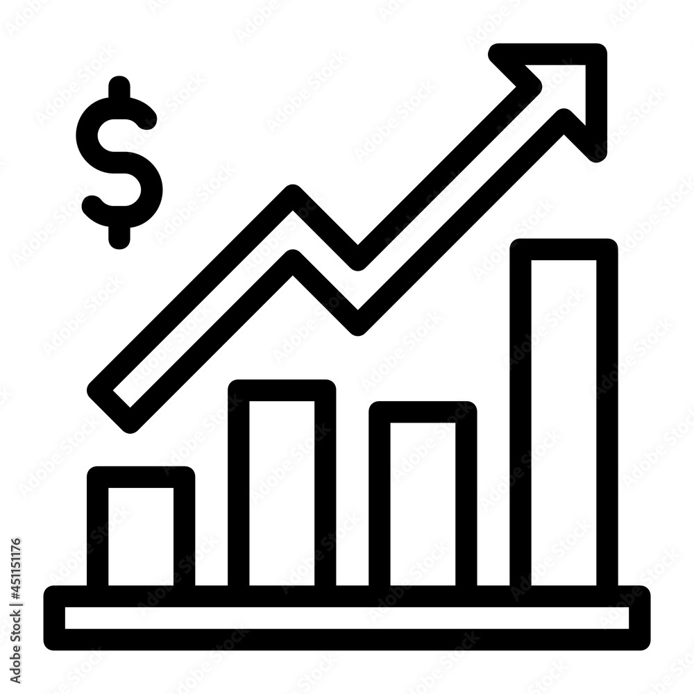 Dollar Statistic Increasing Up Icon Dollar Statistic Increasing Up Icon