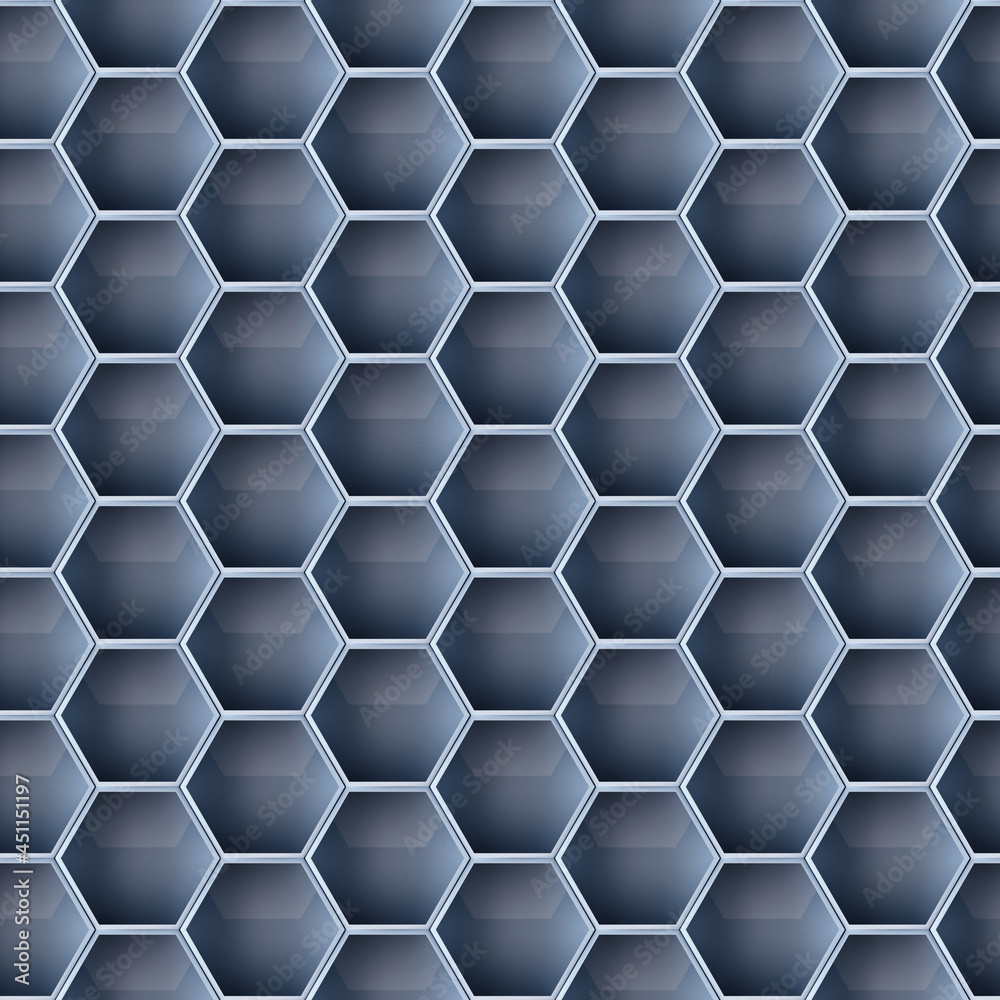 Seamless pattern of gray hexagon tiles 3D rendering illustration Seamless pattern of gray hexagon tiles 3D rendering illustration
