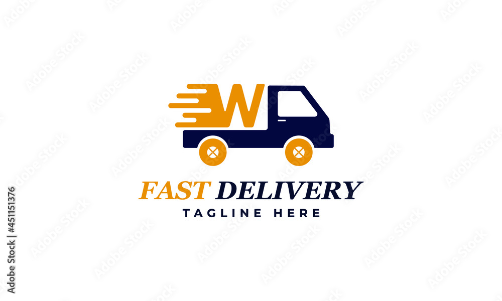Letter W Fast Delivery Service Logo Vector Design Template. Alphabet W Courier Logo Icon Design. Delivery Express Logo Design