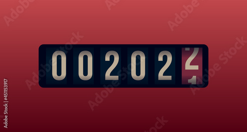 Happy New Year 2022 numbers on analog counter display, retro style design creative poster vector illustration