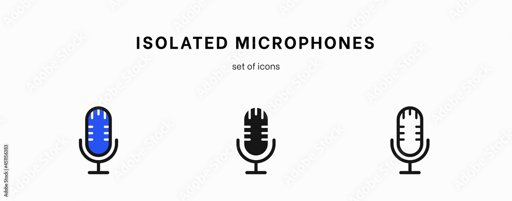 Microphone icon set. Collection of high quality outline audio pictograms in modern flat style. Black music symbol for web design and mobile app on white background. Speaker line logo. Microphone set Microphone icon set. Collection of high quality outline audio pictograms in modern flat style. Black music symbol for web design and mobile app on white background. Speaker line logo. Microphone set