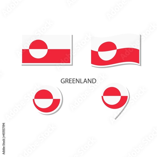Free Download Greenland flag logo icon set, rectangle flat icons, circular shape, marker with flags. - GFXLoad