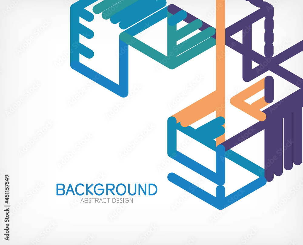 Abstract background. Color lines on white background. Linear abstract composition. Techno or business concept for wallpaper, banner, background, landing page