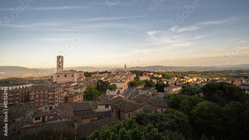 beautiful panorama of the old town of Perugia