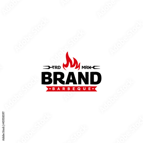 vintage retro BBQ grill, barbecue, barbeque logo design vector