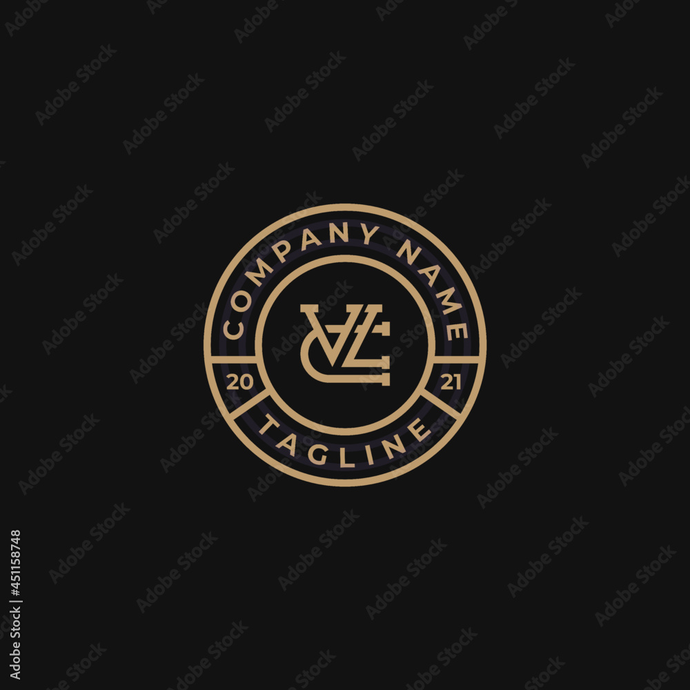 Naklejka premium vintage badge design. initial letter vlc cvl logo template.