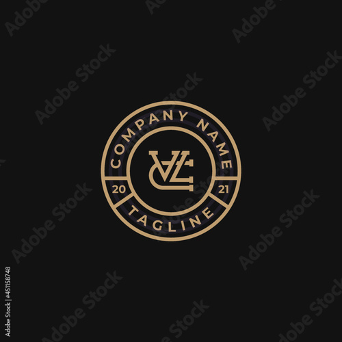 vintage badge design. initial letter vlc cvl logo template. photo
