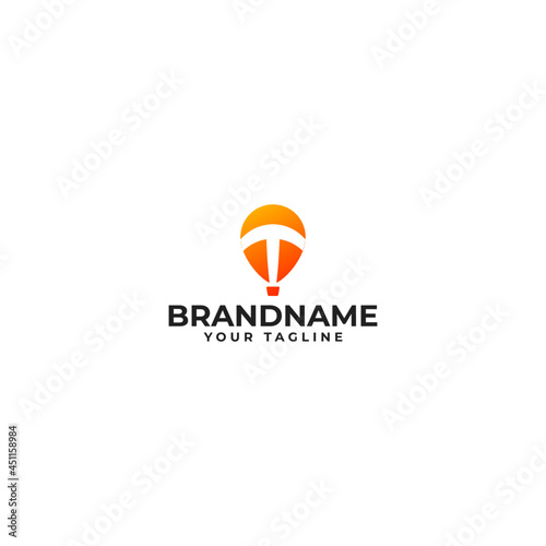 Free Download initial letter t with hot air balloon logo design. minimal vector graphic alphabet symbol template. - GFXLoad