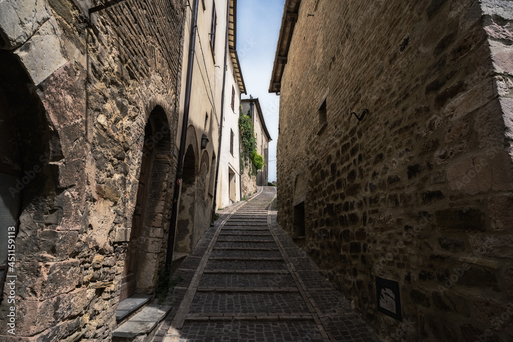 view of a street into  Montefalco, Umbria
