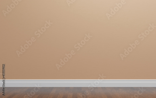Empty wall and light wooden floor. 3d rendering
