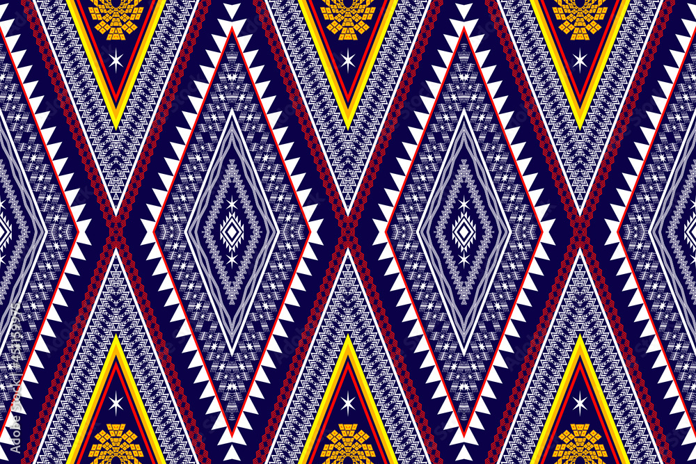 Geometric ethnic seamless pattern traditional. Design for background,carpet,wallpaper,clothing,wrapping,Batik,fabric,Vector illustration.embroidery style.
