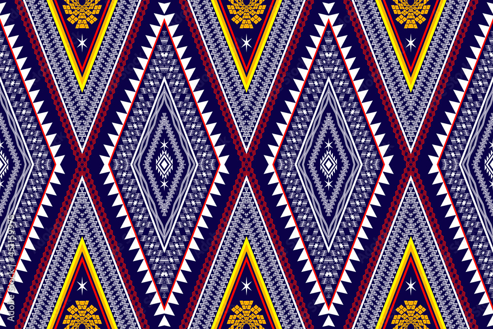 Geometric ethnic seamless pattern traditional. Design for background,carpet,wallpaper,clothing,wrapping,Batik,fabric,Vector illustration.embroidery style.