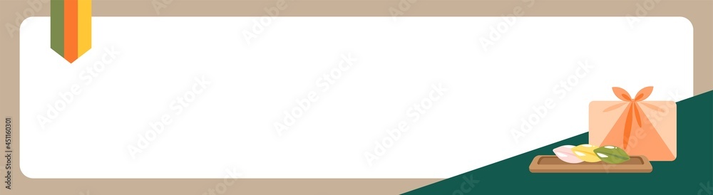 Obraz premium 추석 명절 배경. 선물 꾸러미와 송편이 있는 전통 배경 프레임