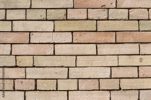 Close-up of an old brick wall of the 20th century made of silicate bricks.