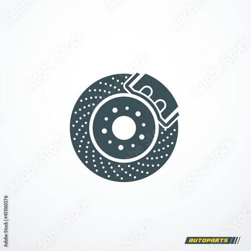 Car brake disc rotor icon. Vector illustration