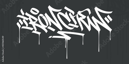 Abstract Hip Hop Hand Written Urban Street Art Graffiti Style Word Ironcrew Vector Illustration Art