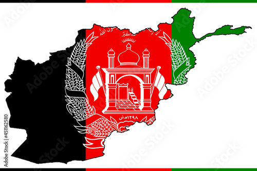 Flag and map of Afghanistan