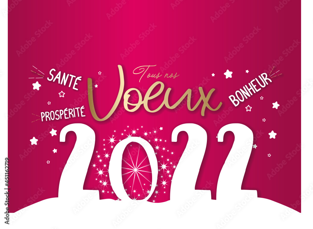 Carte de vœux 2022, santé, joie, bonheur