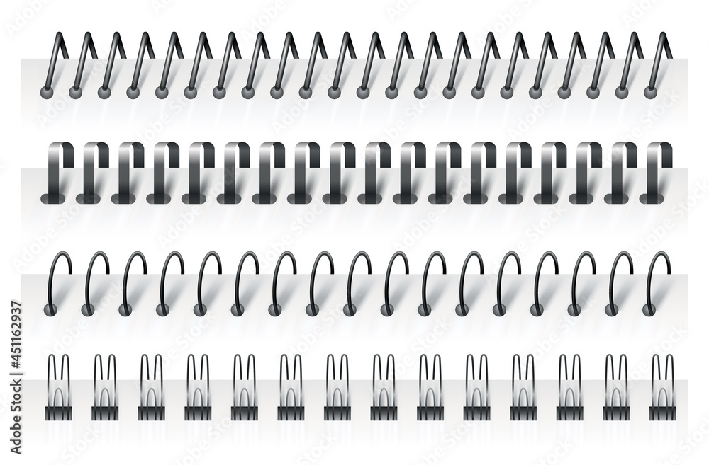 Notebook spirals, wire steel ring bindings and springs for diary, notepad, document cover or booklet sheets. Spiral binder and ringed for paper calendar. Can use as page divider Notebook spirals, wire steel ring bindings and springs for diary, notepad, document cover or booklet sheets. Spiral binder and ringed for paper calendar. Can use as page divider