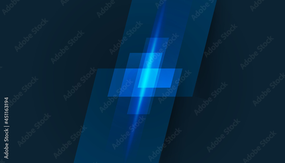Obraz premium Vector banner design, illustration technology with geometric pattern over dark blue background. Modern hi tech digital technology concept. Abstract internet communication, future science tech design