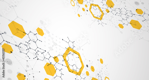 Modern science or technology abstract background using hexagonal shapes. Vector.
