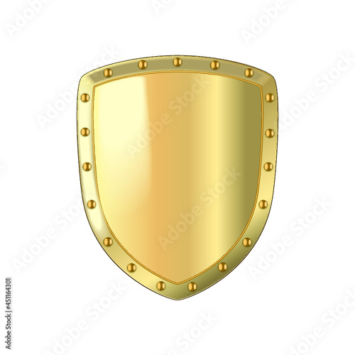 Gold shield isolated on a white background