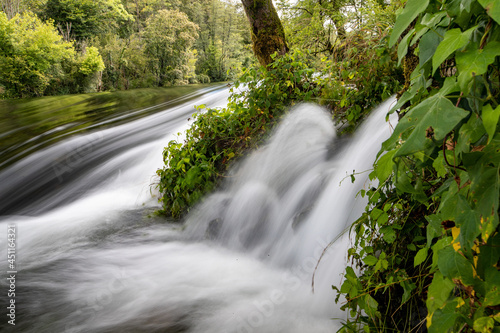 Scenic shot of an epic natural river called Dobra in Croatia, surrounded by a forest photo