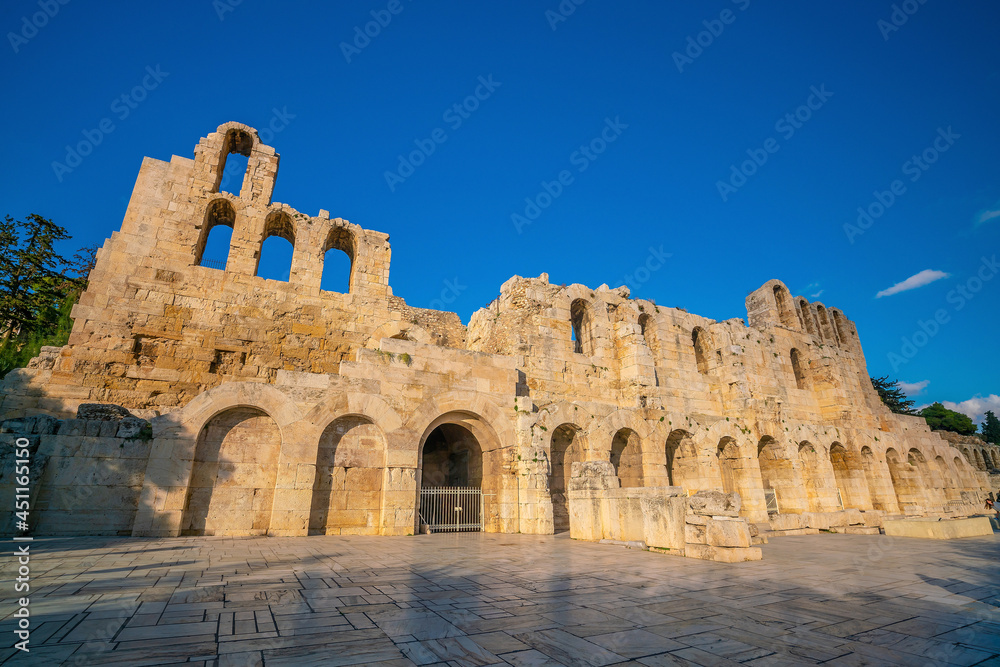 The Odeon of Herodes Atticus Roman theater structure at the Acropolis of Athens