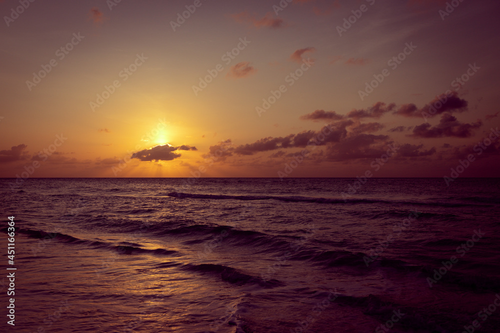 Landscape magnificent sunset on the ocean
