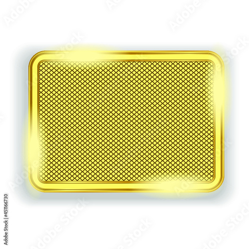 Golden square banner isolated on a white background