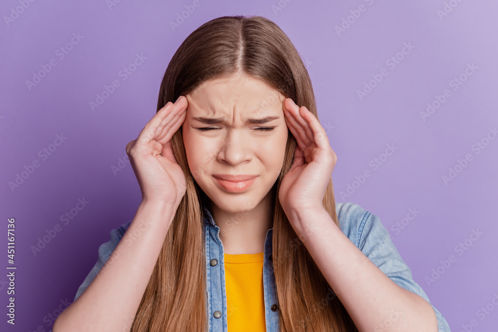 Portrait of stressed young girl have headache Portrait of stressed young girl have headache