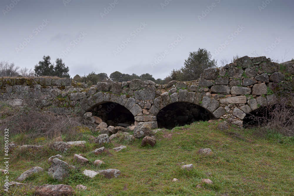 Ruins of a former water mill by the river Manzanares, municipality of Colmenar Viejo, province of Madrid, Spain
