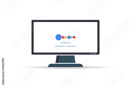 Laptop with Browser window and Search bar. Browser in flat style for web. Vector illustration element. Consept monitor google