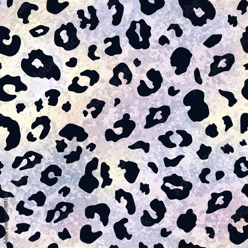 Vector trendy silver leopard skin abstract seamless pattern. Wild animal cheetah spots on shiny white gold metallic foil texture background for fashion print design, cover, wrapping paper, wallpaper