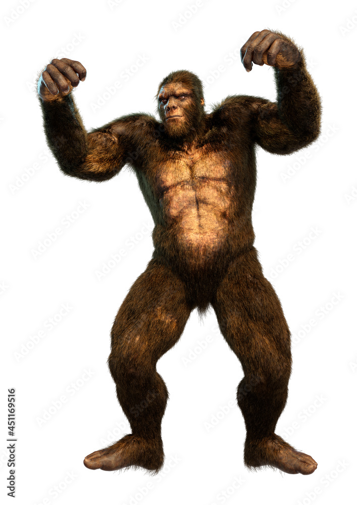 3D Rendering Sasquatch on White 3D Rendering Sasquatch on White