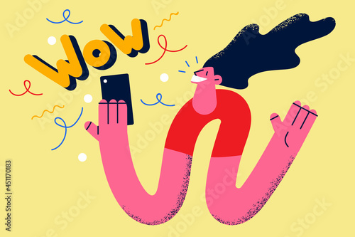 Feeling amazed with online information concept