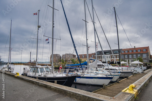 Fredericia Marina with sailing ships and boats, Denmark
