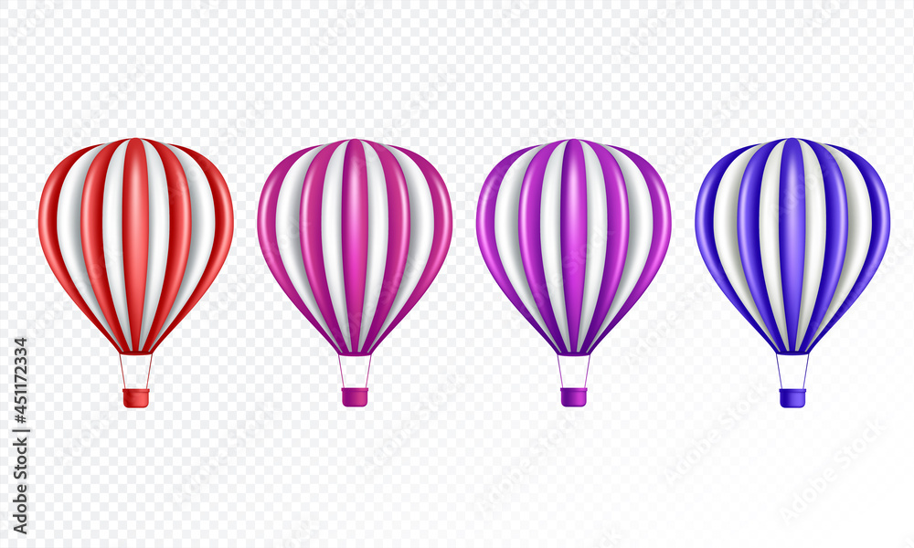 Colorful hot air balloon isolated on transparent background