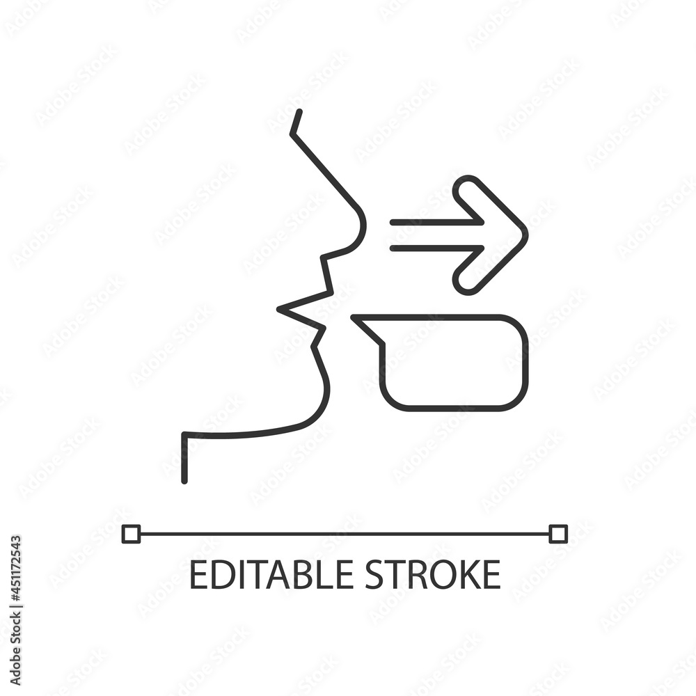 Message sender linear icon. Communication process initiator. Transferring message to receiver. Thin line customizable illustration. Contour symbol. Vector isolated outline drawing. Editable stroke Message sender linear icon. Communication process initiator. Transferring message to receiver. Thin line customizable illustration. Contour symbol. Vector isolated outline drawing. Editable stroke