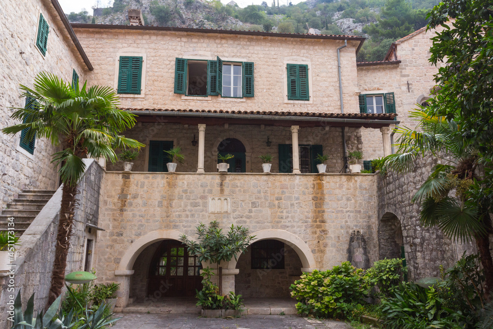 Courtyard of the house in the Old Town of Kotor. Montenegro 