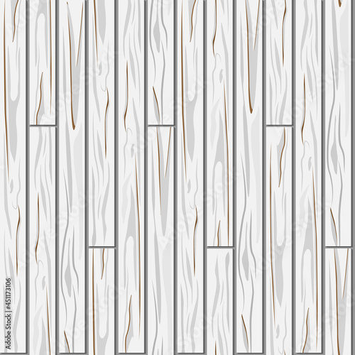 White wooden wall. Wooden boards with natural patterns. Natural materials and wooden surface. Vector seamless pattern.