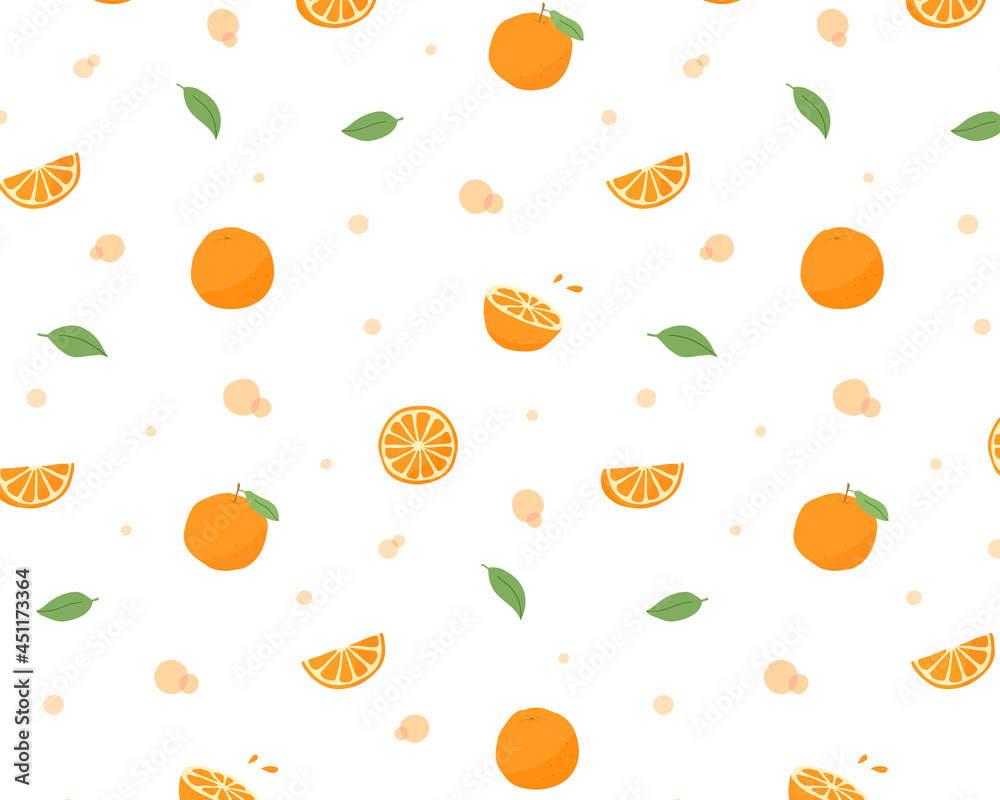 オレンジのシームレスパターン 背景 模様 フルーツ 果物 イラスト ミカン 壁紙 シトラス Stock Vector Adobe Stock
