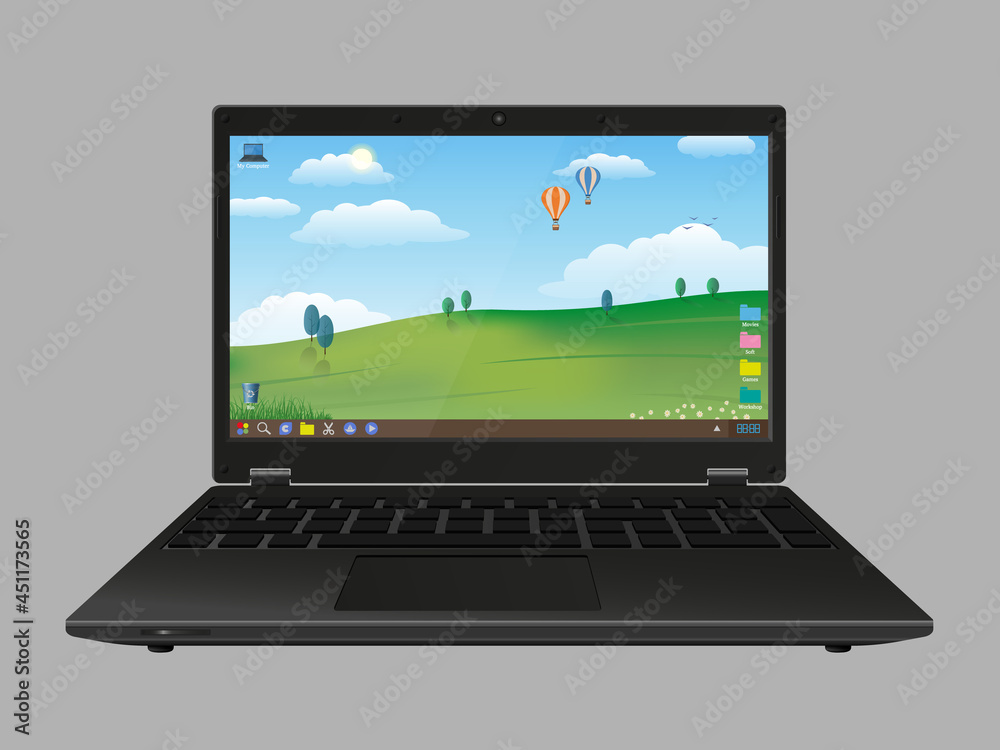Laptop and desktop snapshot, screensaver. Overlay with switchable screen. Empty transparent display. Isolated monochromatic background. 3D render. Vector illustration. Laptop and desktop snapshot, screensaver. Overlay with switchable screen. Empty transparent display. Isolated monochromatic background. 3D render. Vector illustration.