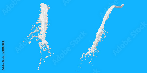 Milk splash with droplets isolated on background. 3d illustration