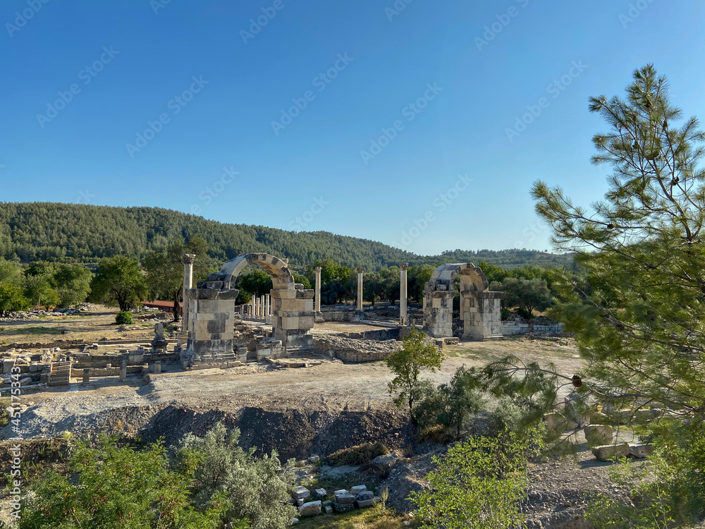 Stratonikeia Ancient City, known as City of Gladiators, who hosted many civilizations throughout history in Yatagan, Mugla, Turkey