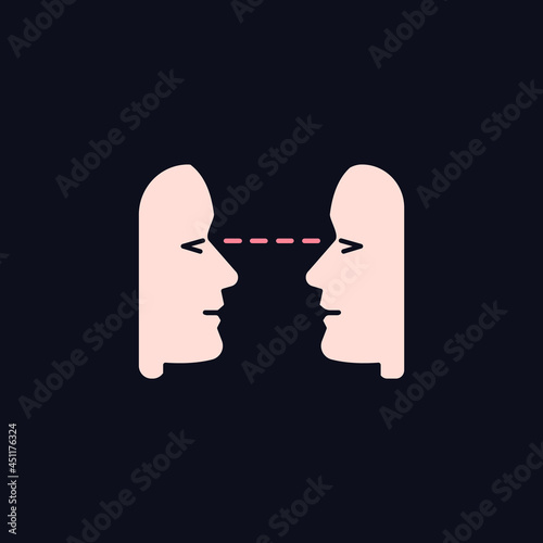 Eye contact RGB color icon for dark theme. Nonverbal communication. Building connection with listener. Isolated vector illustration on night mode background. Simple filled line drawing on black