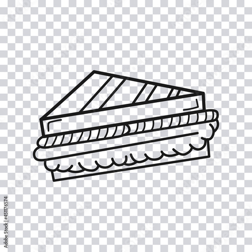 Hand drawn Sandwich isolated on transparent background. Sketch. Vector illustration.