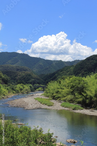 高知県四万十市江川崎から見た四万十川の風景