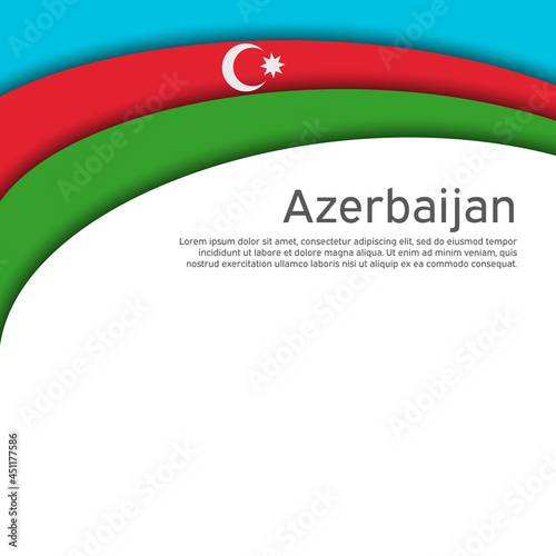Abstract waving azerbaijan flag. Paper cut style. Creative background for design of patriotic holiday card. Azerbaijan national poster. State azerbaijani patriotic cover, flyer. Vector design