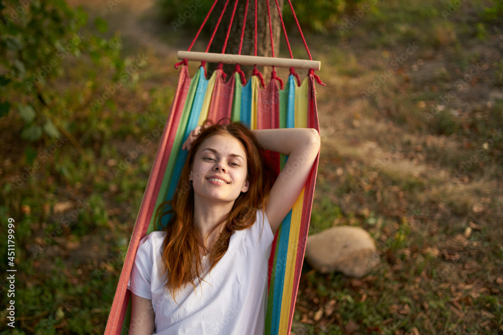pretty woman lies in a hammock outdoors nature trees pretty woman lies in a hammock outdoors nature trees